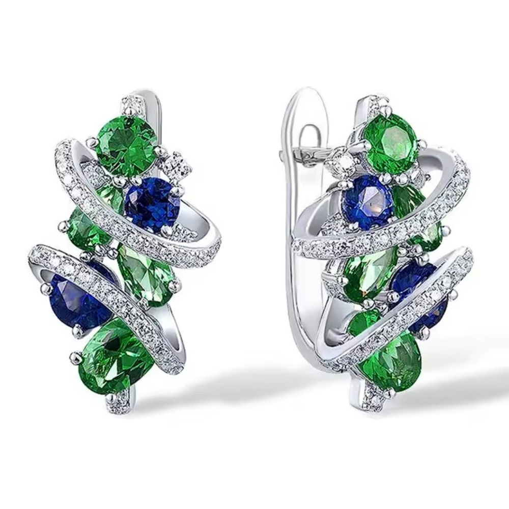 Silver & Green Earrings